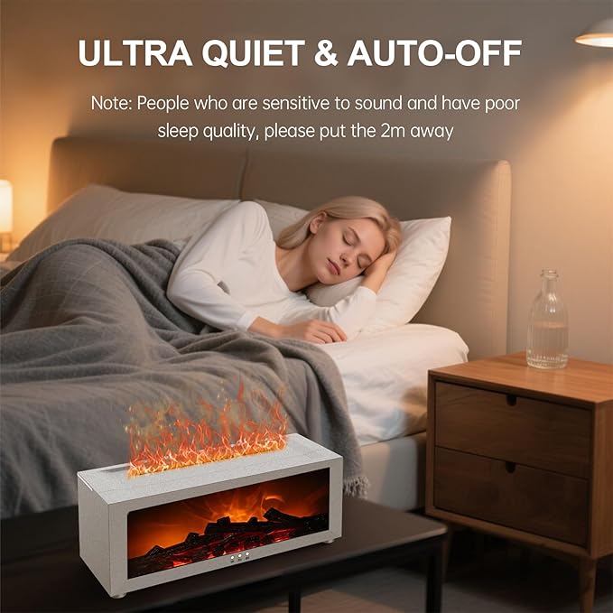 Fireplace Diffuser Humidifier,Fireplace Aromatherapy Essential Oil Diffuser, Ultrasonic Colorful Cool Mini Flame Fire Aroma Humidifier with Timer for Home,Bedroom,Office,Yoga - Image 3