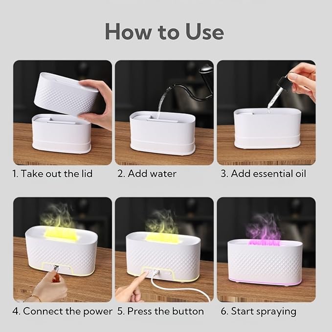 Portable Small Humidifier Dual Nozzle - Large Cool Mist Humidifiers Double Spray Ports, Water Shortage Protection, Ultra-Quiet, Mini Humidifier for Bedroom Plants Office Car Travel (Flame Black) - Image 6
