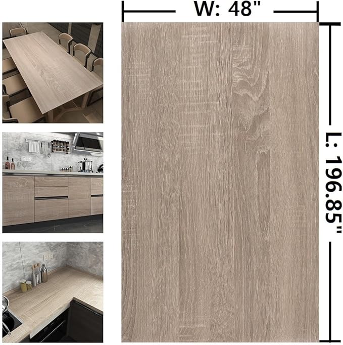 Large Size 196"x48" Wide Light Wood Grain Contact Paper Peel and Stick Gray Wooden Wallpaper for Bathroom Farmhouse Laundry Room Apartment Temporary Wallpaper Self Adhesive Wood Vinyl Wrap - Image 7