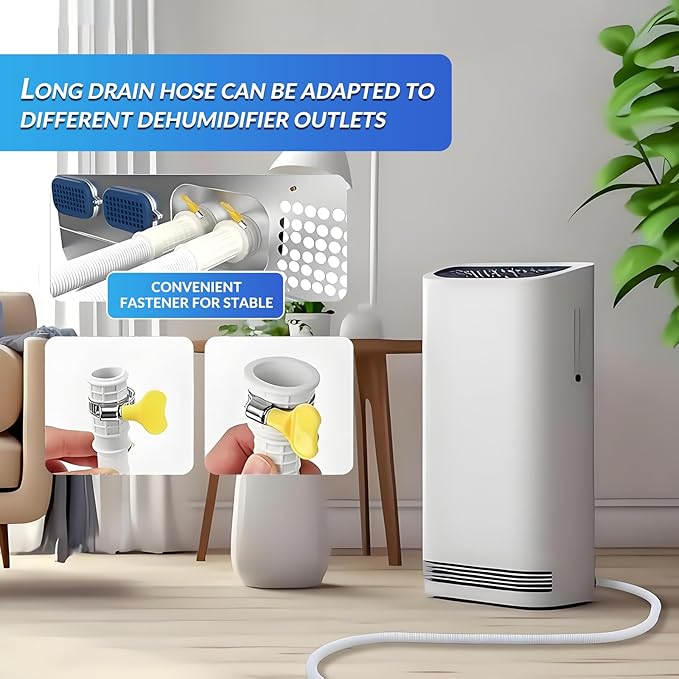 Portable Dehumidifier Drain Hose with Cuttable Rubber Adapter and Clamp,Flexible Universal AC and Dehumidifier Replacement Hose Kit (16.5FT) - Image 3