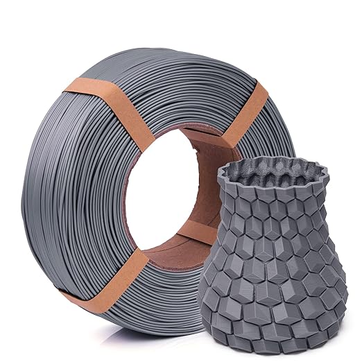 Inland V2 PLA PRO (PLA+) 3D Printer Filament Refill, 1.75mm Spooless Filament, Dimensional Accuracy +/- 0.03mm, 1KG (2.2lbs) Silver Refill for Inland Reusable Spools, Bambu Lab Compatible by INLAND