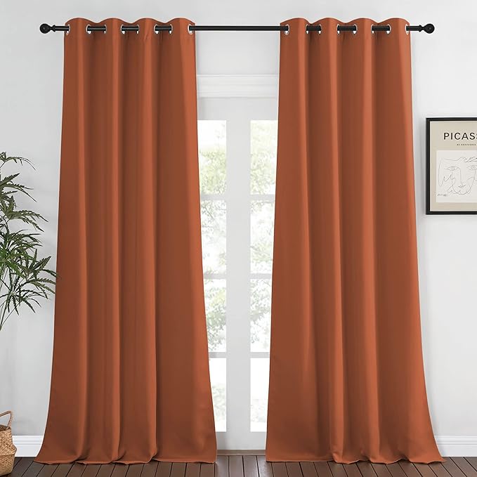 NICETOWN Blackout Burnt Orange Curtain for Living Room - Grommet Top Thermal Insulated Window Treatment Energy Saving Sound Reducing Drape for Bedroom (Burnt Orange, 1 Panel, W52 x L95) by NICETOWN