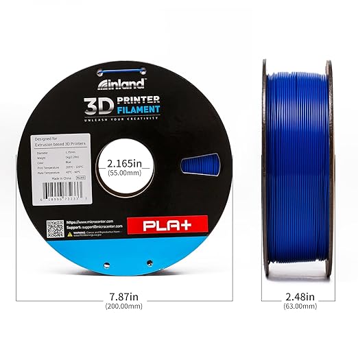 INLAND Micro Center PLA+ 3D Printing Filament 1.75mm - PLA Pro Dimensional Accuracy +/- 0.03 mm - 1kg Cardboard Spool (2.2 lbs) (1 Pack Blue, 1.75mm) - Image 4