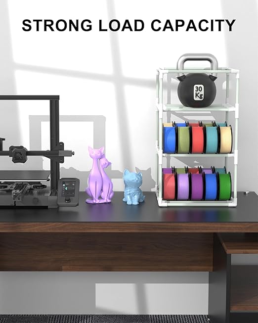 3D Printer Filament Storage Rack with Oxford Leather Cover, 3-Tier Moisture-Proof 3D Filament Storage Box, Bracket Can be Adjusted to Accommodate Various 3D Filament - Image 3