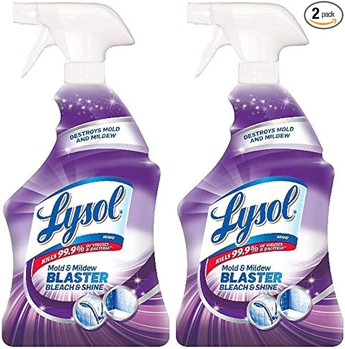 Lysol Mold and Mildew Remover, 2 Pack Bathroom Cleaner Spray, Whitens and Removes Soap Scum and Stains on Tiles, Grout, Bathtubs, Toilets, Sinks, 32 oz. Each by Lysol