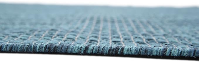 Unique Loom Collection Casual Transitional Solid Heathered Indoor/Outdoor Flatweave Area Rug (9' x 12' Rectangle, Teal/Navy Blue) - Image 10