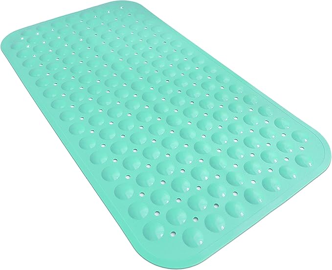 Anti-Slip Bathtub Shower mat, 27.5×14.5（Approximately 70×37cm） inch Soft Oversized Machine Washable Non-Slip Bathtub mat with Drainage Holes, Bathroom Floor Suction Cup.（1-Opaque Mars Green） by ERASILKEN-X