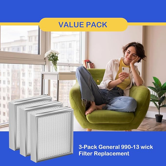 990-13 Humidifier Vapor Water Pad Filter Compatible with GeneralAire 990-13 G13 Humidifier Replacement Evaporator Pad Media Filter for Models 709 990 1040 1042 1137 SL16, GFI #7002, 3 Pack - Image 5