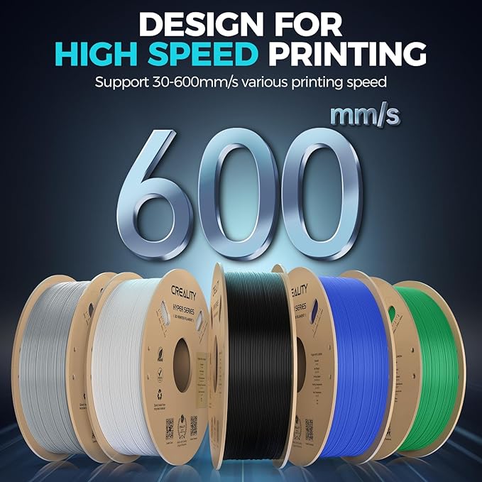 Creality PETG Filament, Hyper 1.75 mm 1 kg PETG: High-Speed 3D Printer Filament 30-600 mm/s, Dimensional Accuracy +/- 0.02 Cardboard Spool (2.2 lbs) for Most FDM 3D Printers,Grey - Image 2