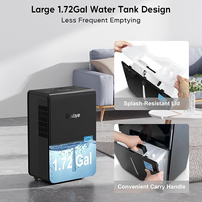 4500 Sq.Ft. 2025 Energy Star Dehumidifier for Basement & Large Rooms with Drain Hose, Max 115 Pints/Day | 45dB Quiet Compressor | 1.7 Gal Water Tank | Auto Shut-Off & Restart, Black - Image 6