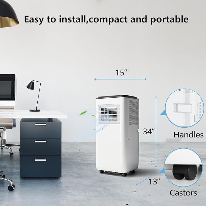 10,000 BTU Portable Air Conditioner 3IN1 AC Unit with Dehumidifier & Fan, Ideal for Rooms up to 450 Sq. Ft, Include Remote Control & Window Kit, Compact Design for Home, Office, or Garage, Sleek White - Image 7