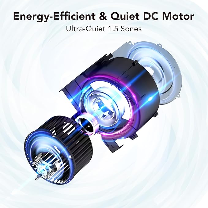 OREiN 2-in-1 Bathroom Exhaust Fan with Light, 100 CFM 1.5 Sones, 25W Bathroom Fan with Light, 1000lm, 3000K/4000K/5000K Selectable & Nightlight, Quiet Vent Fan for Shower, Bath, FCC/ETL Listed - Image 7