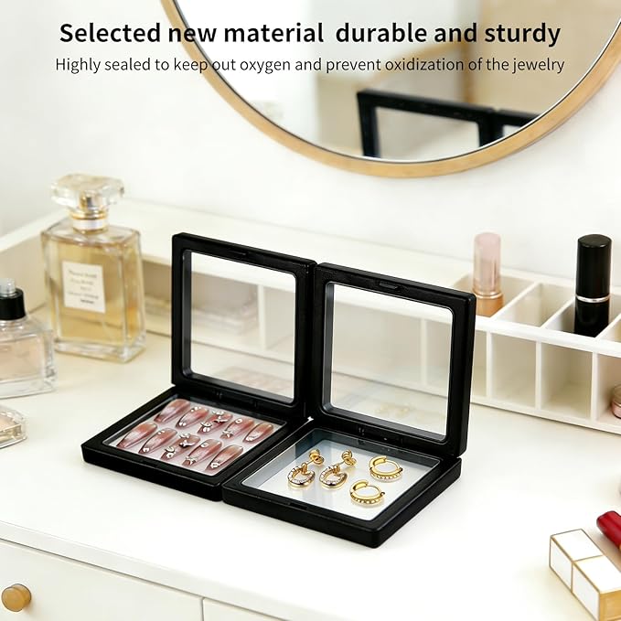 20 Pcs Black 3D Floating Display Case 4.3 x 4.3 x 0.8 inch, Nail Display Cases, Challenge Coin Display,Jewelry Storage Box, Floating Display Holder Stands for Antique Challenge Coins, Medallion - Image 7