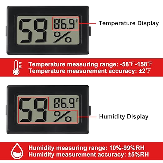 2 Pack Mini Digital Thermometer Hygrometer with Probe Indoor Temperature Humidity Meter Gauge LCD Fahrenheit Display Hygrometer Thermometer Gauge for Incubator, Humidor,Greenhouse - Image 3