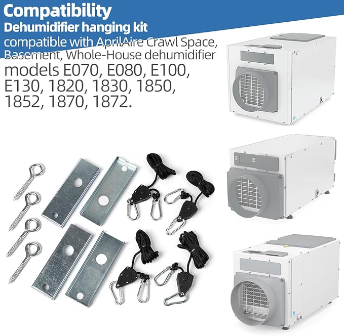 5822 Dehumidifier Hanging Kit for AprilAire Crawl Space, Basement, Whole-House Dehumidifier Models E070, E080, E100, E130, 1820, 1830, 1850, 1852, 1870, 1872 Dehumidifier Parts & Accessories - Image 3