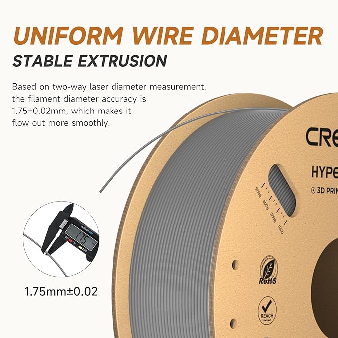 Creality Hyper PLA Filament 1.75mm Grey & Grey 2KG, 30-600mm/s Rapid High Speed PLA 3D Printer Filament, 2 Pack 1kg Spool(2.2lbs) PLA, Dimensional Accuracy +/-0.02mm, Fit Most FDM 3D Printer - Image 2