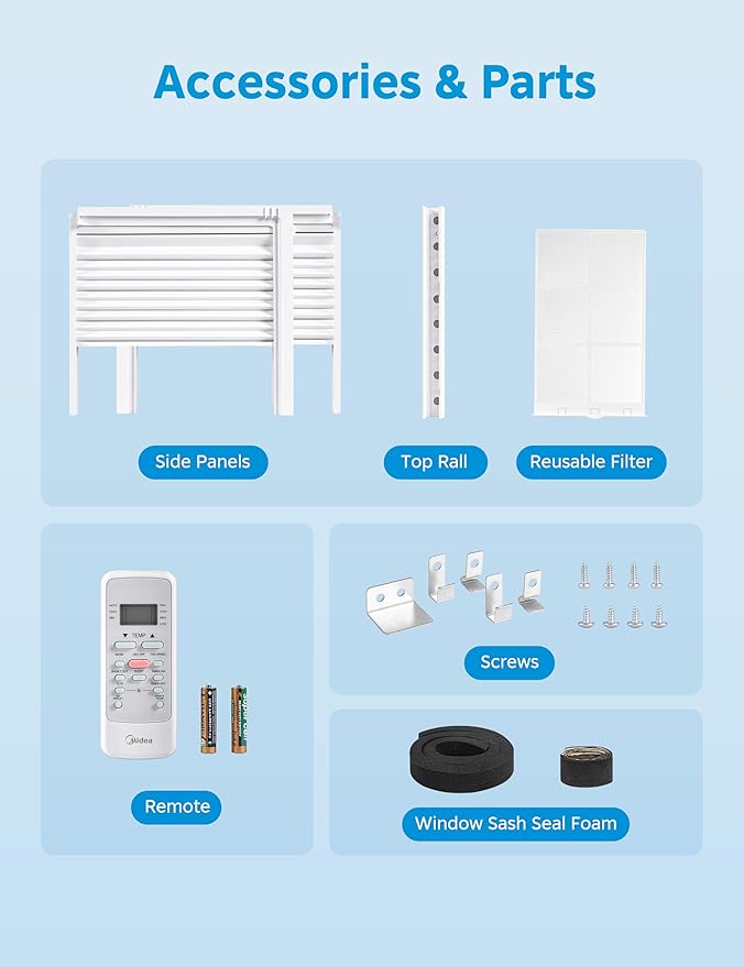 Midea 5,000 BTU Window Air Conditioner, Cools up to 150 Sq. Ft. with Easy-to-Use Reusable Filter, Remote, Perfect AC for Bedroom, Living Room, Home Office, Electronic Control - Image 7