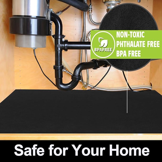 AiBOB Waterproof Under Sink Mat, Absorbent Quick Dry Sink Liners Protect Cabinets, Durable Shelf Liners, Slip Resistant and Non-Adhesive, 24X68, Pure Black - Image 7