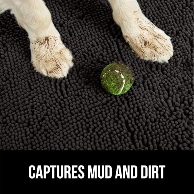 GORILLA GRIP SOAKSTOPPER Dog Door Mat, Machine Washable Rug Absorbent Doormat Captures Moisture Mud Dirt, Quick Dry Soft Chenille Entryway Rugs Indoor Entrance Mats for Dog Paws, 24x17 Black - Image 4