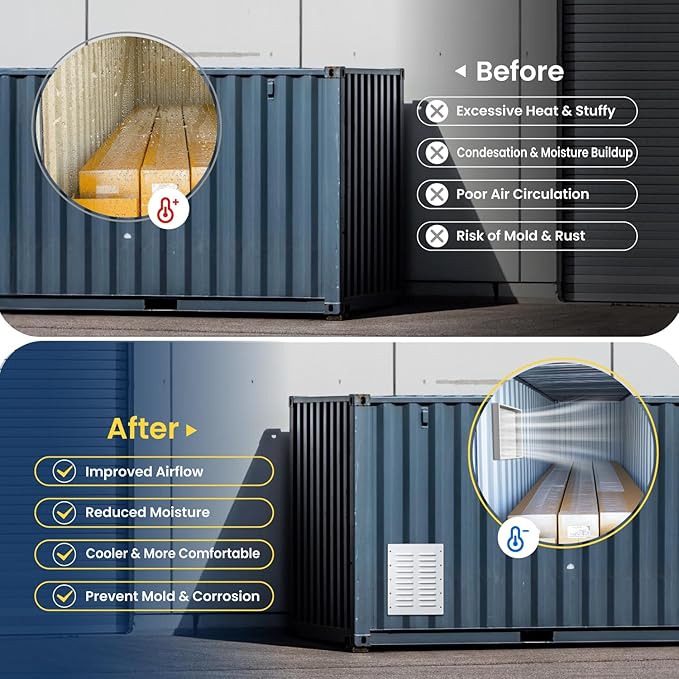 Shipping Container Vent with Metal Mesh, 2 Pack Heavy Duty Container Air Vents, 11.26 x 14 inch, Increase Air Circulation for Container Houses, Containers, Offices and Cabins - Image 4