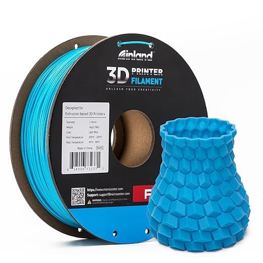 INLAND Micro Center PLA+ 3D Printing Filament 1.75mm - PLA Pro Dimensional Accuracy +/- 0.03 mm - 1kg Cardboard Spool (2.2 lbs) (1 Pack Light Blue, 1.75mm) by INLAND