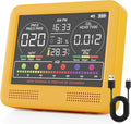 16-in-1 Indoor Air Quality Monitor with PM1.0,PM2.5,PM10,CO2,HCHO,TVOC,Temperature,Humidity,Time Display &7 AQI Alarms – Professional Air Quality Tester for Home, Office & Indoor Use (Bright Yellow) by Unknown