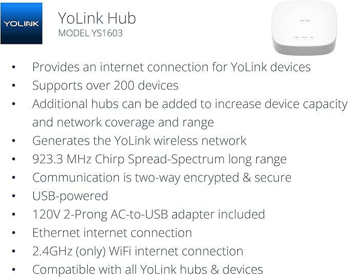 YoLink Smart Home Starter Kit: Hub & 2-Pack Water Leak Sensor 1, LoRa Up to 1/4 Mile Open-Air Range, SMS/Text, Email & Push Notifications, w/Alexa, IFTTT, Home Assistant - Image 3