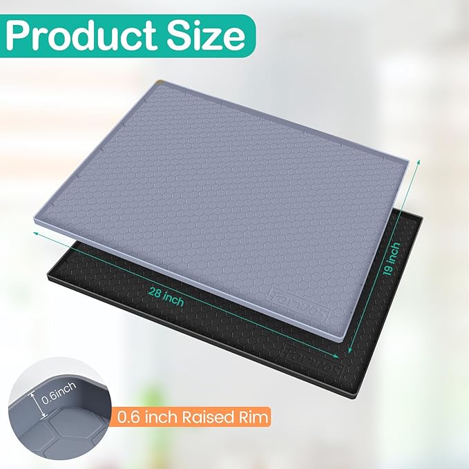 Waterproof Under Sink Mat 28" x 19", Silicone Cabinet Liner, Rubber Protector for Kitchen and Bathroom, Keeps Cabinets Clean, Dry, and Organized (Grey) - Image 2