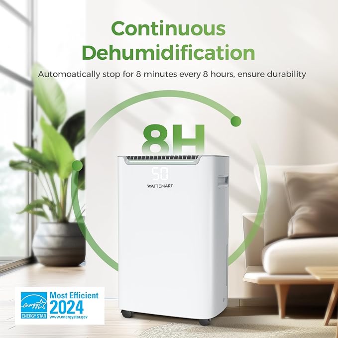 4,500 Sq Ft Home Dehumidifier with Drain Hose, 75 OZ Water Tank, 24 Hr Timer, 55 Pints High Efficiency Compressor for Basements, Bathrooms, Bedrooms and Laundry Rooms - Image 8