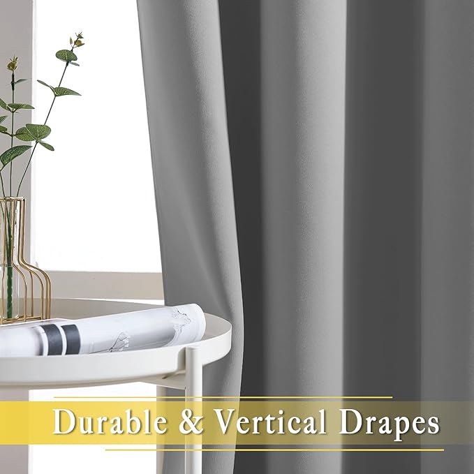 NICETOWN Blackout Silver Grey Sliding Door Curtains 90 inch Length, Thermal Insulated Grommet Room Darkening Window Treatments for Bedroom/Living Room, 1 Panel, W80 x L90 - Image 6