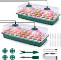 2 Packs Seed Starter Tray with Grow Lights, 72 Cells Silicone Seed Starter Kits with Humidity Dome, 3 Lights for Seed Starting, 4 Timing Set, 8 Full Spectrum Germination Kit for Plant Seeds by Pattiumo