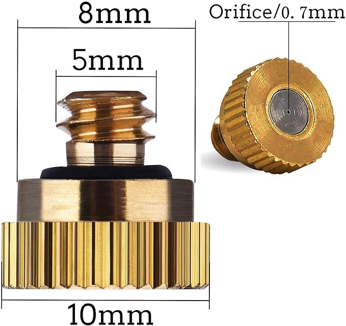 RuoFeng Mister Nozzles Brass For Outdoor Cooling System Low-Pressure Atomizer 22 pcs Orifice 0.028" (0.7 mm) 10-24 UNC - Image 3