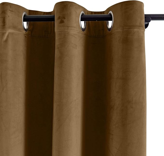 ChadMade Blackout Lined Premium Velvet Curtain Jave 50Wx108L Inch (1 Panel), Eyelet Grommet for Livingroom Bedroom Theater Studio, Leon Collection - Image 2