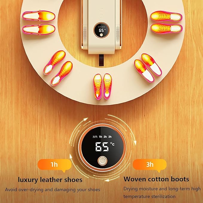 Shoe Dryer, Quick Drying Cleat Dryer with Smart Timer, Safe Shoe Deodorizer with Digital Display, Portable Foldable Boot Warmers for Home, Travel, Skiing and Holiday Gifts - Image 5