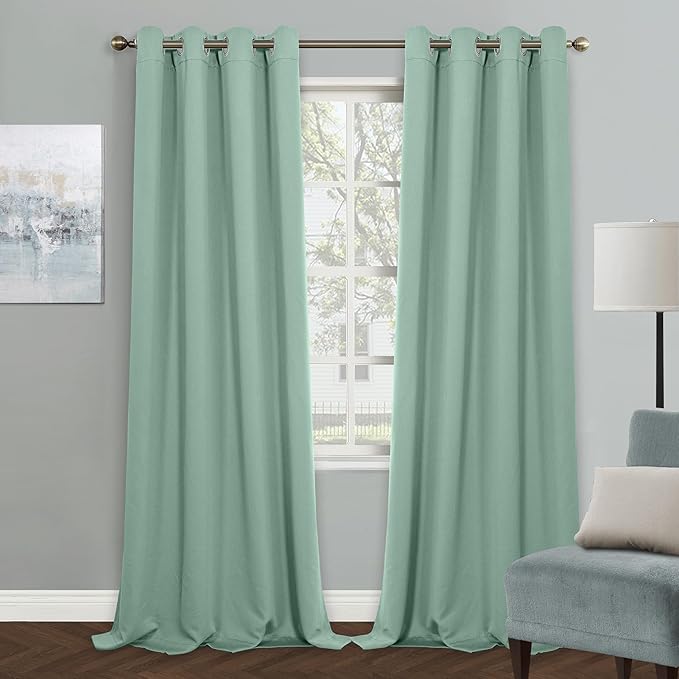 MYSKY HOME Aqua Blackout Curtains for Living Room, 95 Inch Long Grommet Room Darkening Curtain for Bedroom, Amazing Triple Weave Thermal Insulated Curtain, 1 Curtain Panel, 52 x 95 Inch, Aqua by MYSKYHOME
