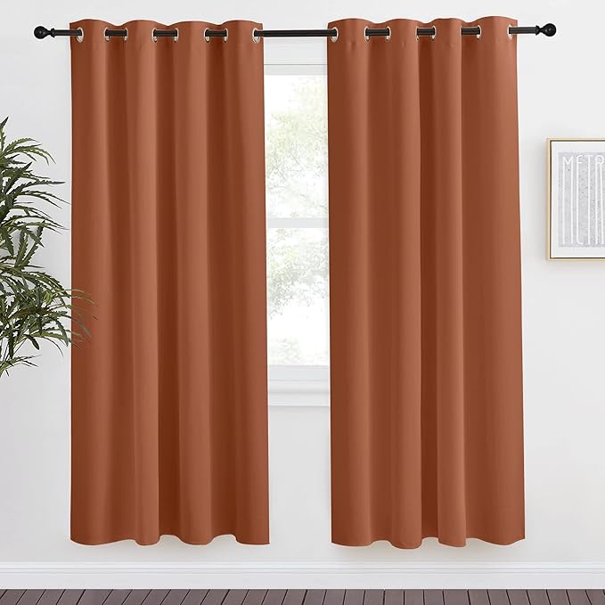 NICETOWN Blackout Burnt Orange Curtain & Drape, W55 x L78, 1 Panel, Room Darkening Light Blocking Window Treatment for Living Room by NICETOWN