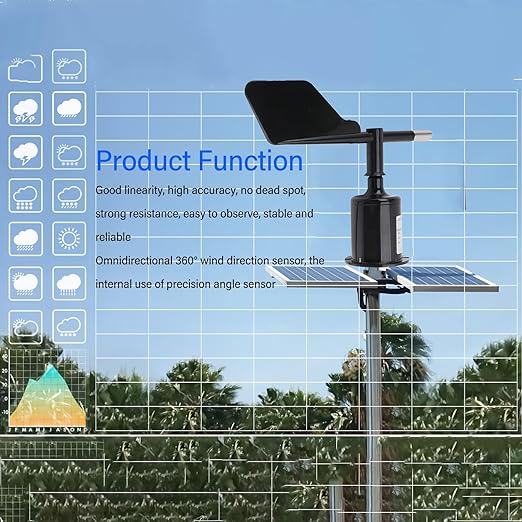 Wind Direction Sensor, 360 Degree Wind Direction Transmitter with Windes Vane, High Accuracy RS485 Output for Meteorological Environmental Monitoring - Image 6