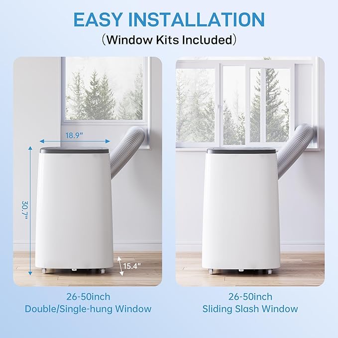 14000 BTU Portable Air Conditioner for Room up to 700 Sq.Ft - 3-in-1 Energy-Efficient AC Unit with Dehumidifier & 3-Speed Fan, Quiet Operation, Remote Control, Compact Design - Image 6
