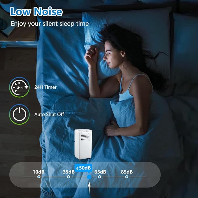 10,000 BTU Portable Air Conditioners - 3-in-1 Cooling, Dehumidifier & Fan for 450 Sq.Ft Rooms, Remote Control & Tool-Free Setup for Dorms, Offices, Homes - Image 5