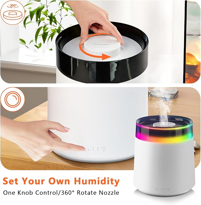 Humidifiers for Bedroom Home,3L Top Fill Cool Mist Humidifier for Baby Nursery,Essential Oil Diffuser for Large Room,3 in 1 uiet Ultrasonic Humidifier for,Office,Plant,Nursery,BPA FREE (White) - Image 6