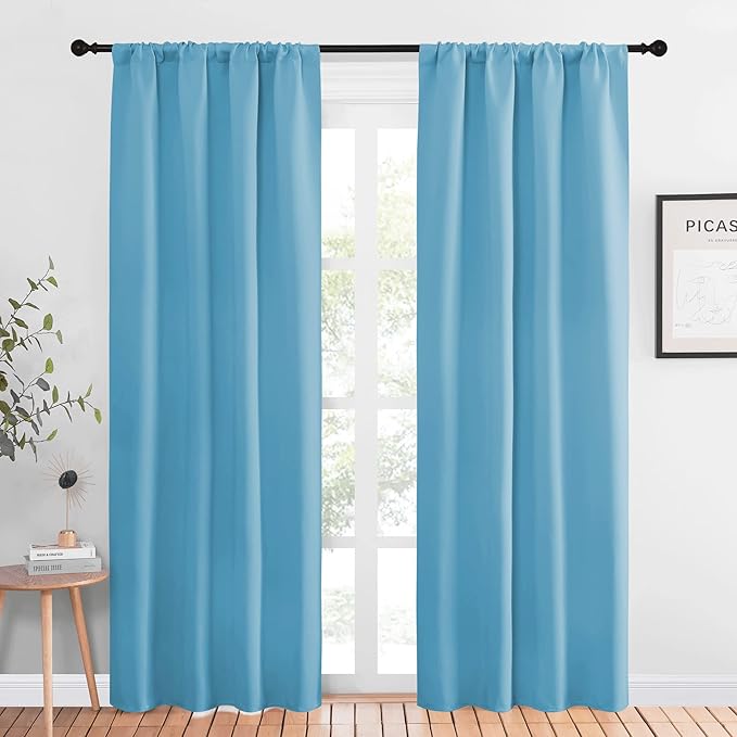 NICETOWN Blackout Curtains Window Draperies - Window Treatment Thermal Insulated Solid Room Darkening Drapes for Bedroom (Teal Blue, Set of 2, 42 by 84 inches Long) by NICETOWN
