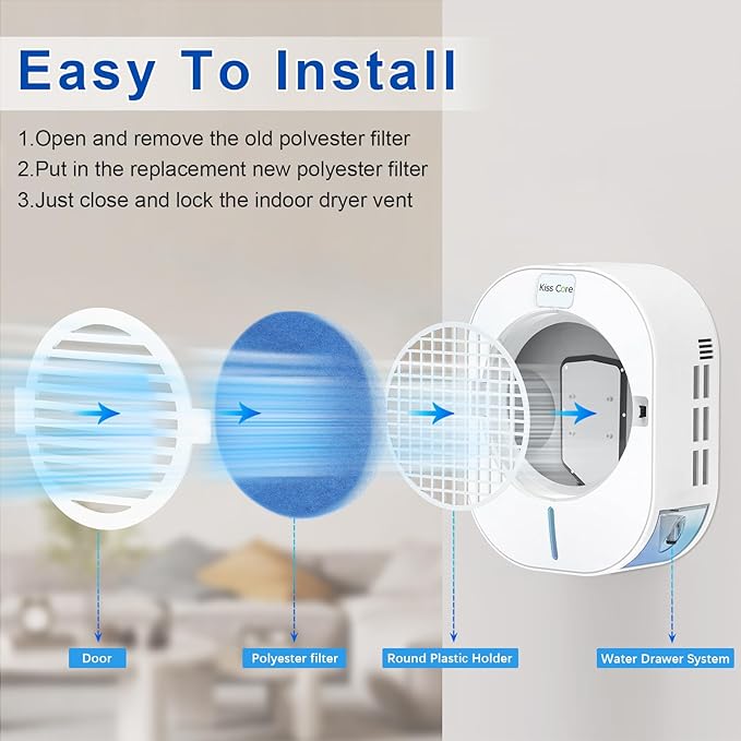 10 Pack Polyester Filter Replacement for Indoor Dryer Vent, Circular Replacement Filter Suitable for Kiss Core Indoor Dryer Vent, Dryer Lint Filter, Polyester Dryer Filter Replacement - Image 5