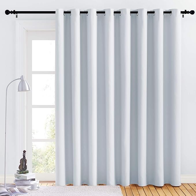 NICETOWN Room Darkening Drape for Nursery - (120 inches Width by 90 inches Length, Greyish White, Sold Individually) Light Blocking Curtain Panel for Bedroom, Soft Fabric Window Treatment by NICETOWN