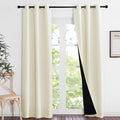 NICETOWN Living Room Completely Shaded Draperies, Privacy Protection & Noise Reducing Ring Top Drapes, Black Lined Insulated Window Treatment Blackout Curtain Panels (Beige, 2 Pieces, W37 x L84) by NICETOWN