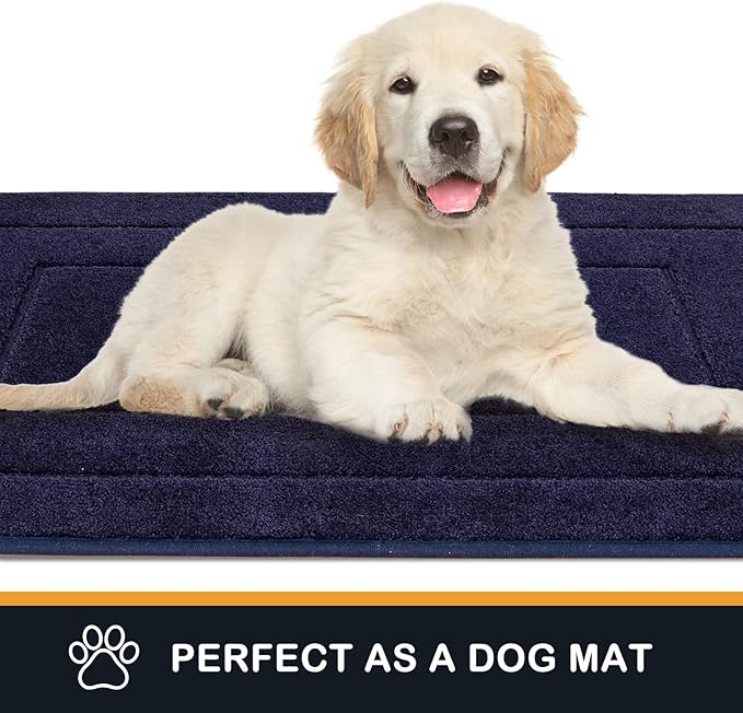 PURRUGS Dirt Trapping Door Mat 24" x 59", Non-Slip/Skid Machine Washable Entryway Rug, Dog Doormat, Super Absorbent Welcome Mat for Muddy Wet Shoes and Paws, Midnight Blue - Image 4