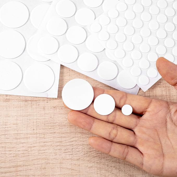 456 Pcs Small Felt Furniture Pads, Self-Adhesive EVA Foam Dot Circles, Round Felt Furniture Stickers for Desks Drawers Vases Photo Frames Cabinets Doors-White (0.39'', 0.78'', 1.18'') - Image 3