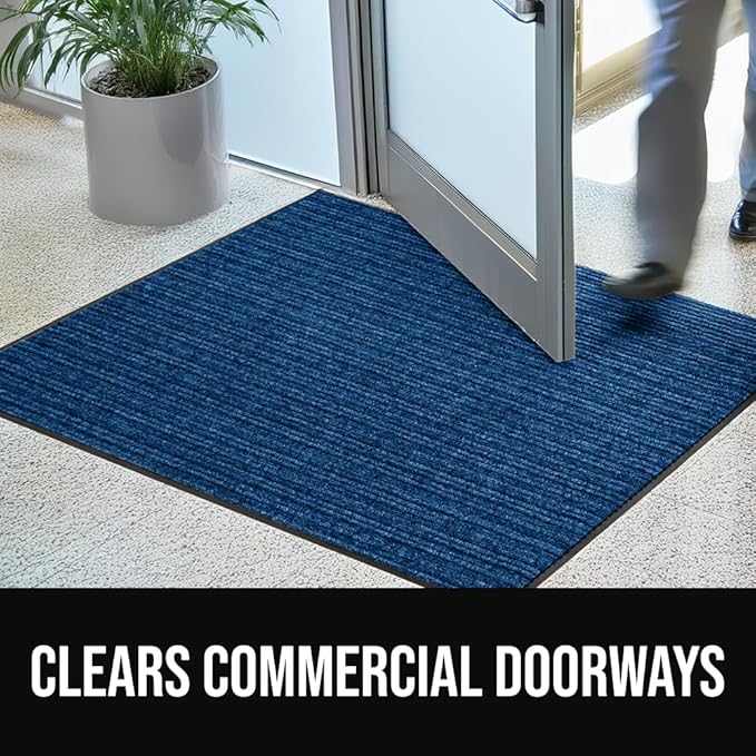 GORILLA GRIP Waterproof Traffic Guard Door Mat, 59x24, Heavy Duty Entryway Mats, Strong Backing Commercial Utility Rugs for Office Hallway, Garage Floor and Home, Low Profile Carpet Runner, Blue - Image 5