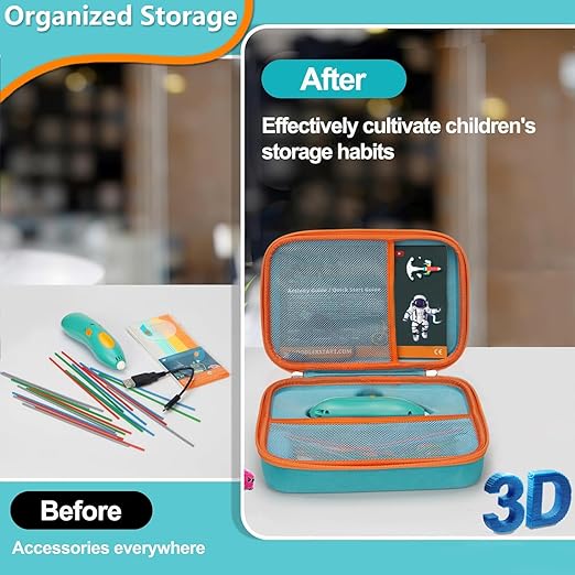 Case for 3Doodler Start+ Essentials (2023,2024) 3D Pen Set for Boy & Girls, Art Activity Set Storage for Educational STEM, Carrying Case for 3D Printing Filament Refill and USB Cable (Box Only) - Image 4