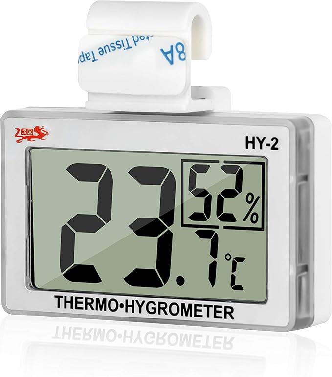 Digital Reptile Thermometer Hygrometer with Hook & Adhesive, LCD Display Temperature Humidity Gauge for Reptile Tanks, Terrariums, Bearded Dragon, Hermit Crab Accessories (-10℃~+50℃/20%-90% RH) - Image 2