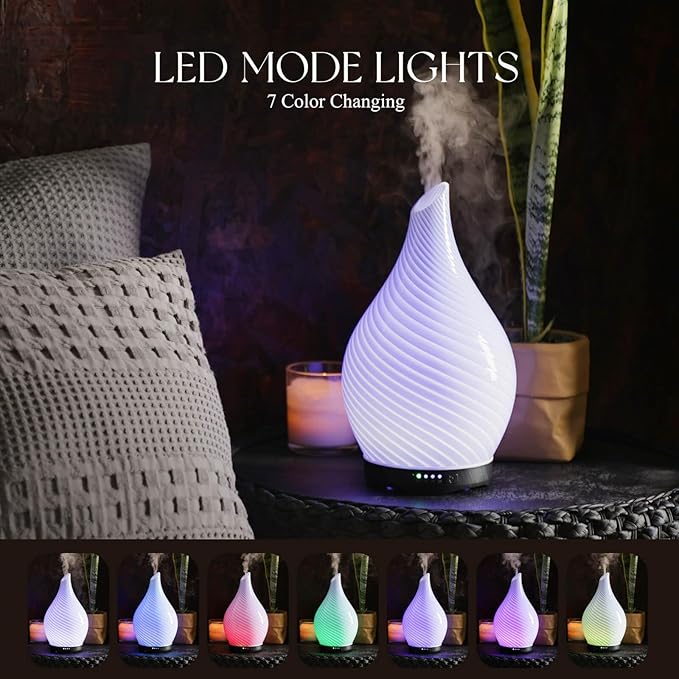 Porseme 280ml Essential Oil Diffuser Glass Color Changing Aroma Air Diffusers Aromatherapy Ultrasonic Cool Mist Humidifier 7 Running Hours Waterless Auto-Off for Sleeping, Yoga, Spa (Pure Purple) - Image 2